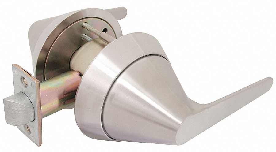 Door Lockset: Passage Lever Locksets, Stainless Steel, ADA Compliant, Ligature-Resistant