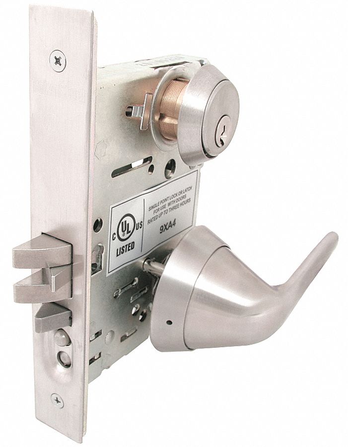 Door Lockset: Office Lever Locksets, Stainless Steel, ADA Compliant, Ligature-Resistant