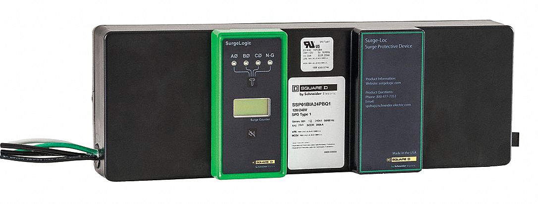 SQUARE D Surge Protection Device, Phase 3, Voltage 120/240V AC High Leg ...