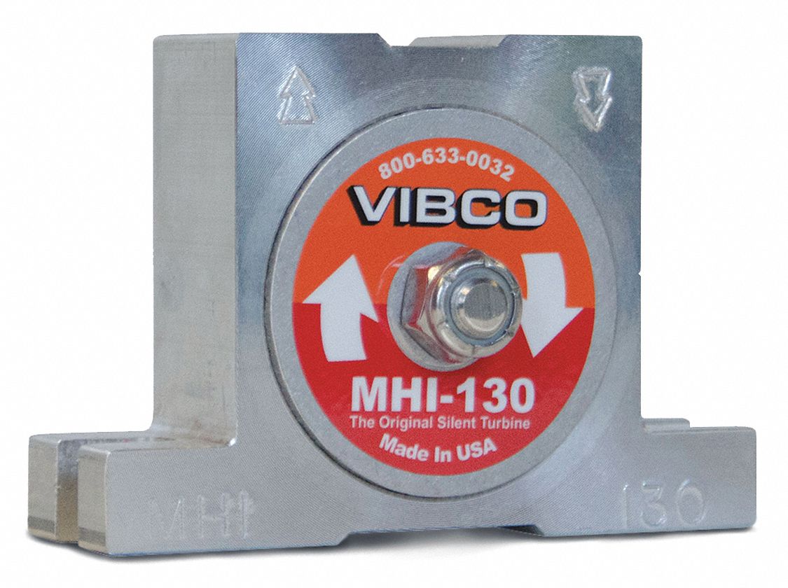 Pneumatic Vibrator: 300 lbf, 17, 200 vpm, 1/8 in NPT, MHI, 68 dBA, Aluminum, Continuous