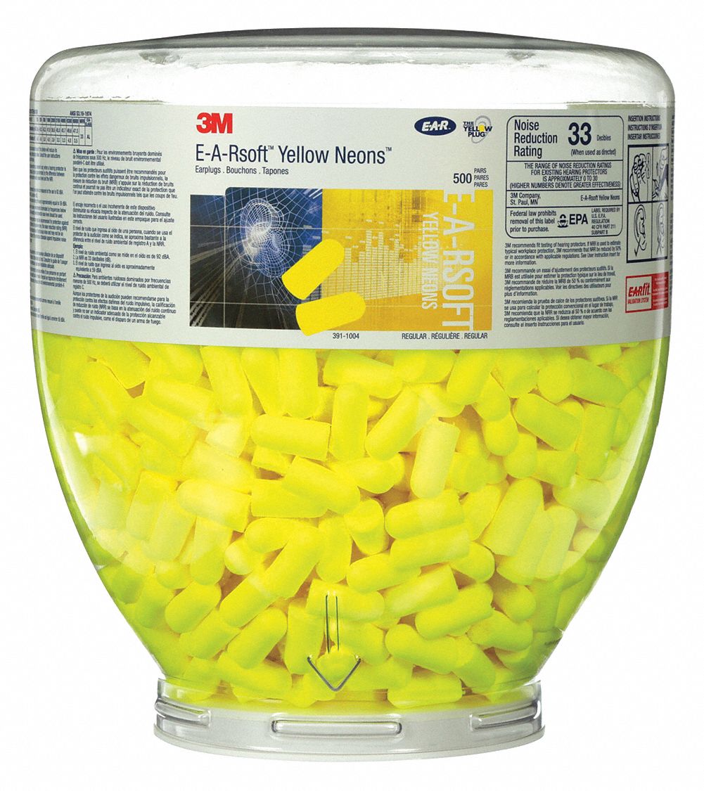 3M Ear Plug Dispensing System Dispenser with Refill, Bullet, 33 dB NRR