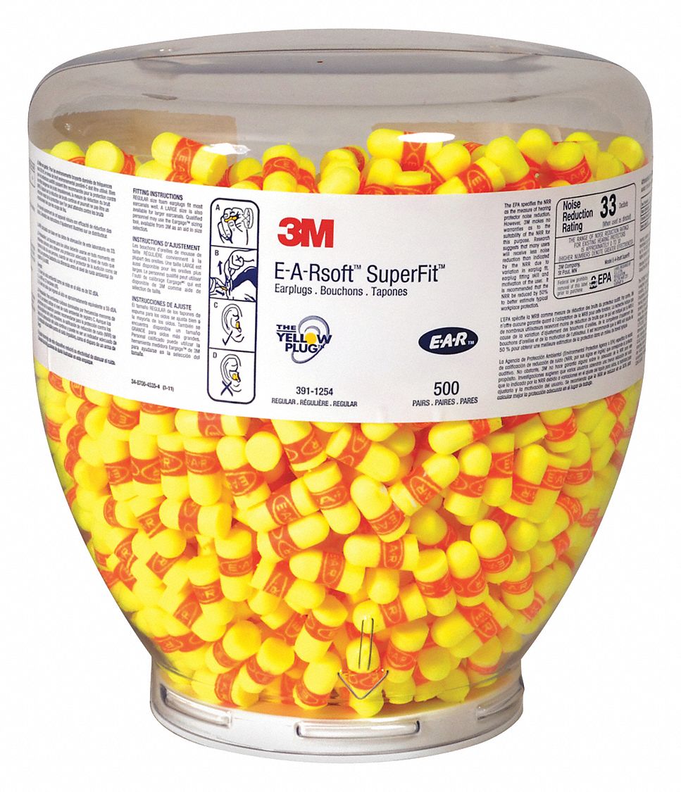 3M Bullet Ear Plug Dispenser Refill, 33 dB Noise Reduction Rating NRR