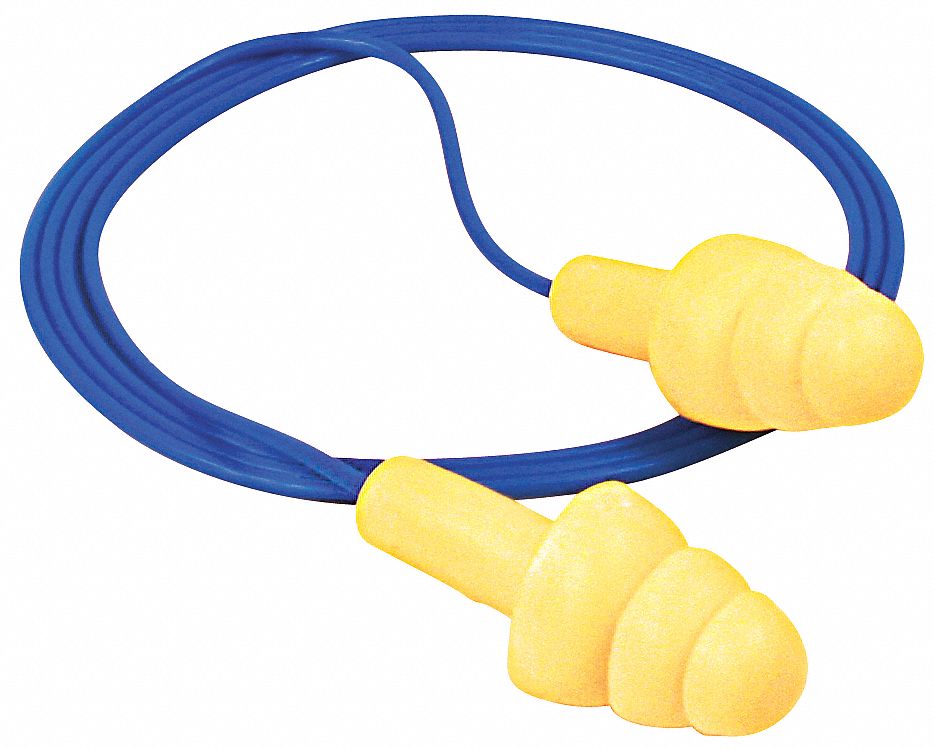 3M Flanged Ear Plugs, 25 dB Noise Reduction Rating NRR, Corded, M