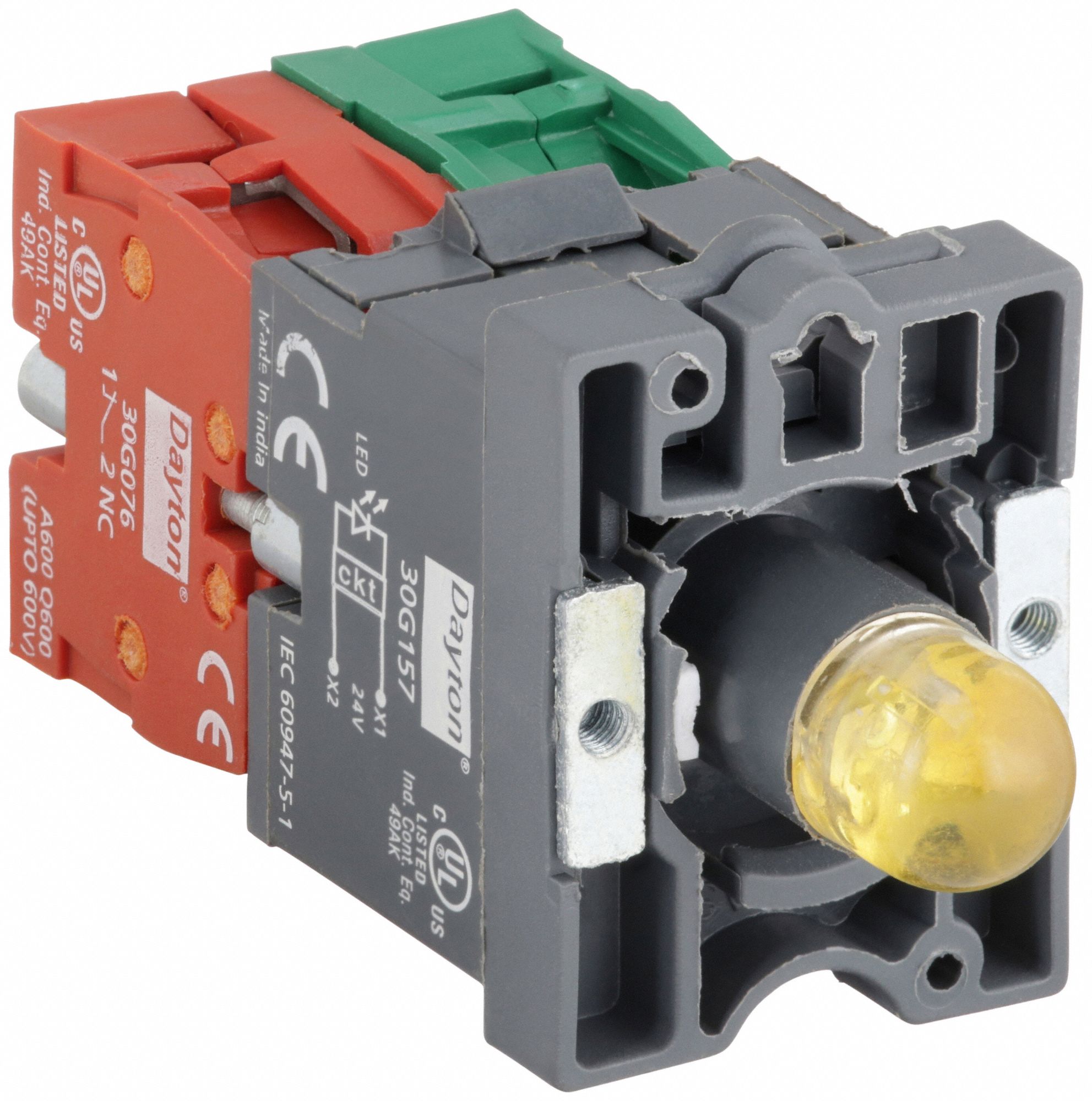 LampMod/ContactBlock, 1NO/1NC, Yellow, 22mm