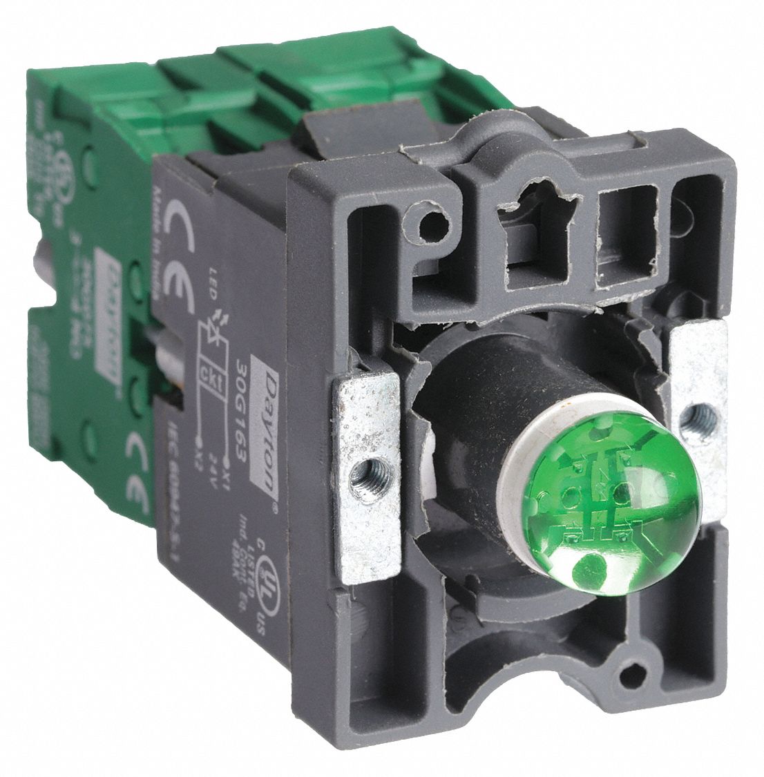 LampModAndContactBlock, 2NO, Green, 22mm