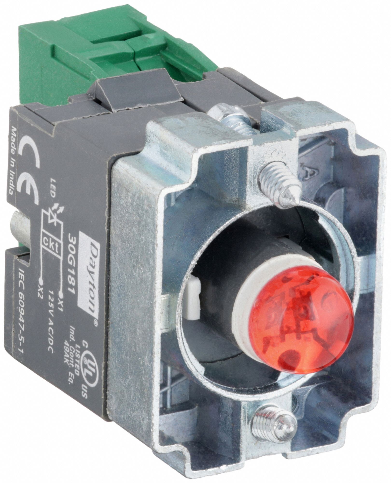 Lamp Mod and Contact Block, 1NO, Red, 22mm