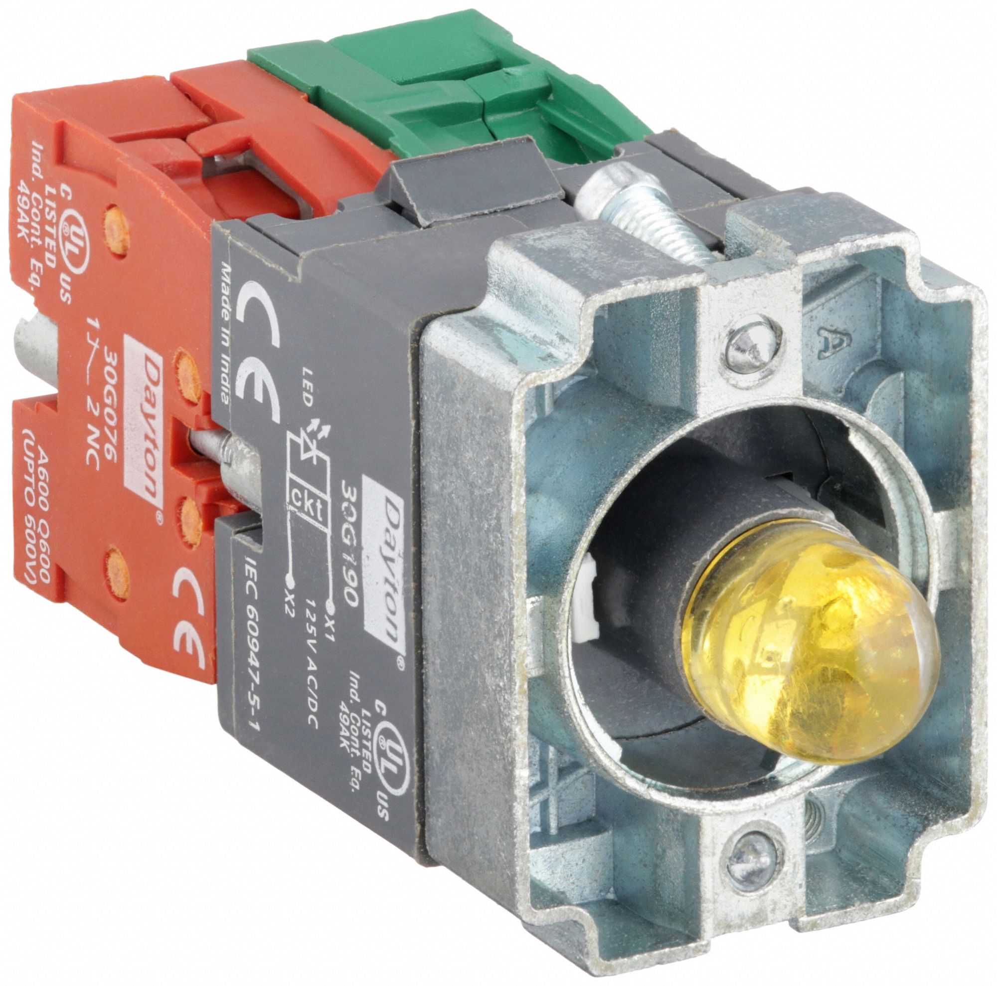 LampMod/ContactBlock, 1NO/1NC, Yellow, 22mm