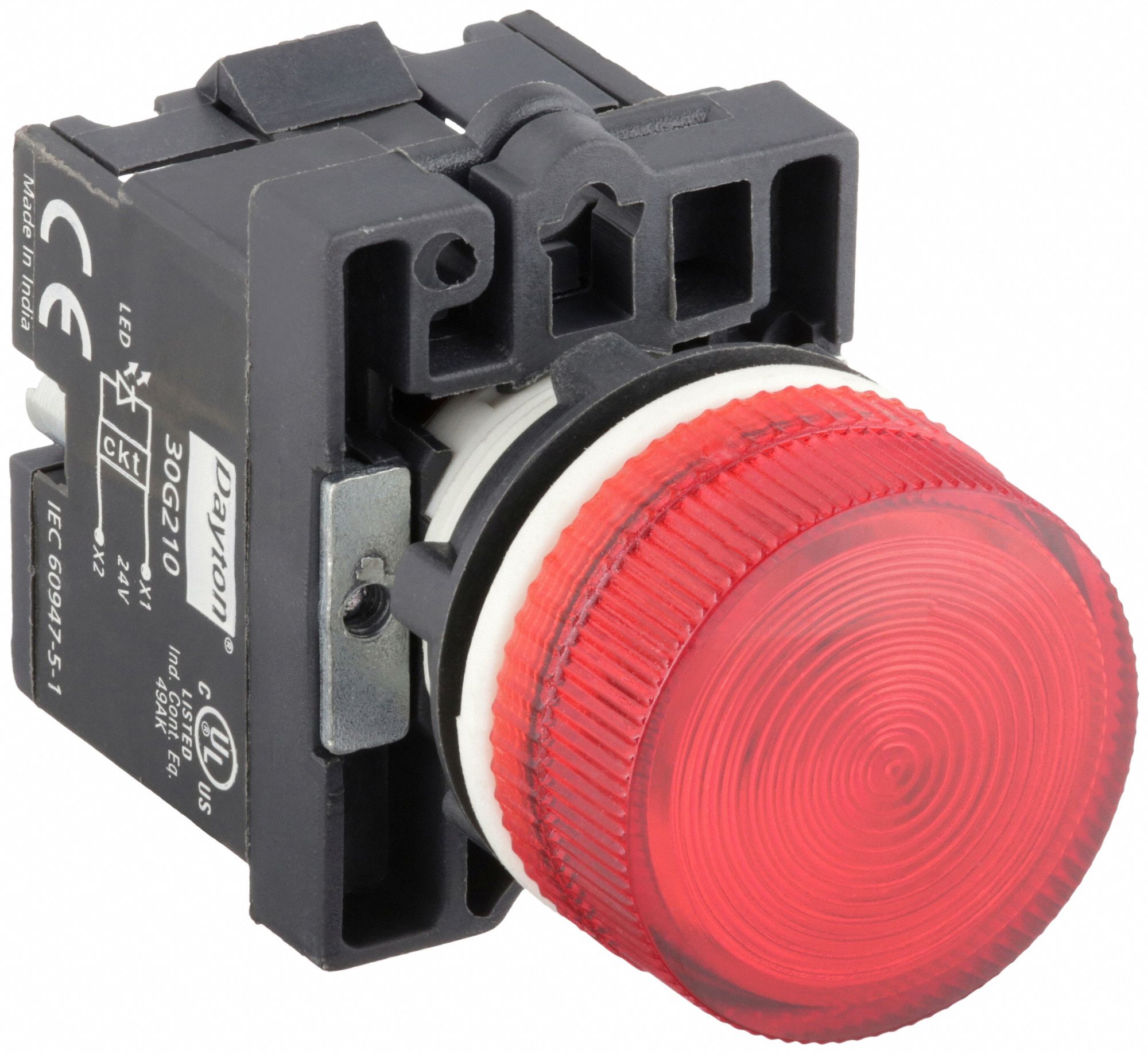 Pilot Light: 22 mm Panel Mounting Size, Red, LED, 24 V AC/DC Max Volt Rating (Supply)