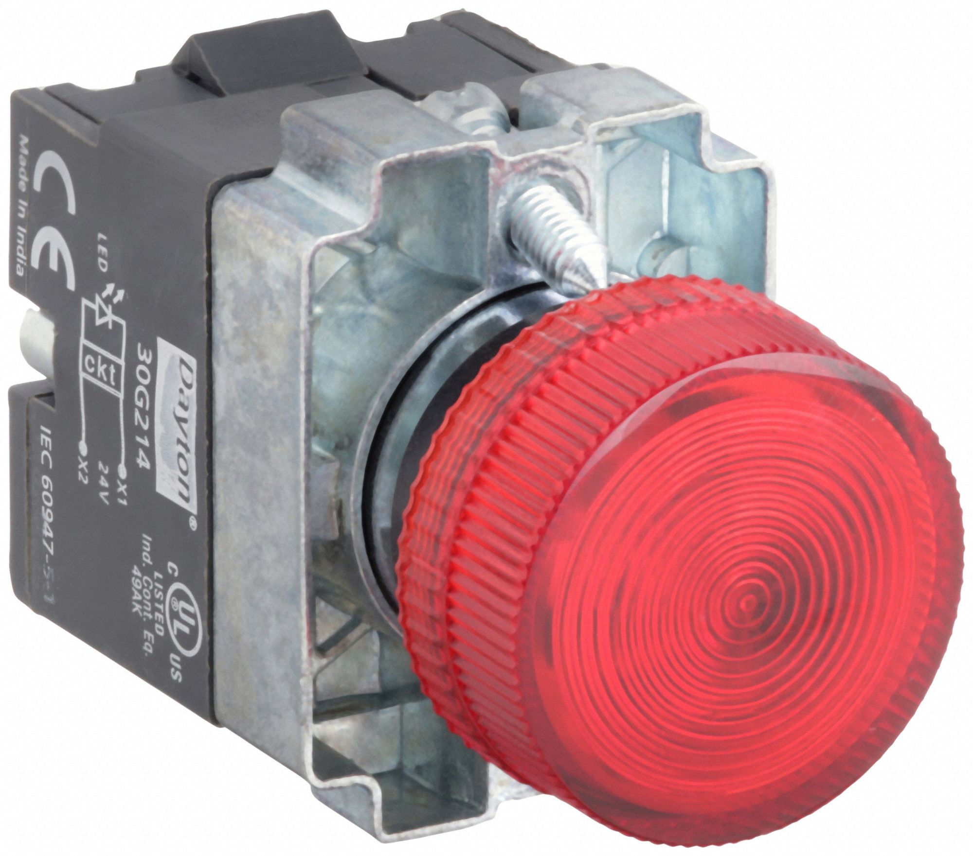 Pilot Light: 22 mm Panel Mounting Size, Red, LED, 24 V AC/DC Max Volt Rating (Supply)