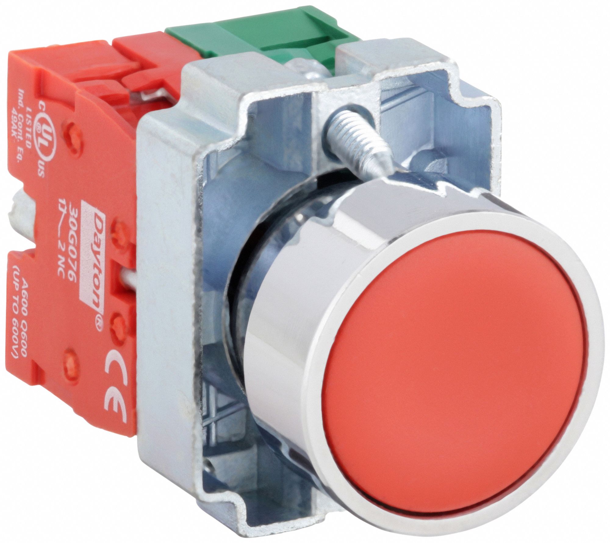 Flush Push Button Operator: Non-Illuminated, Flush Profile, Metallic, 22 mm, 1NO/1NC