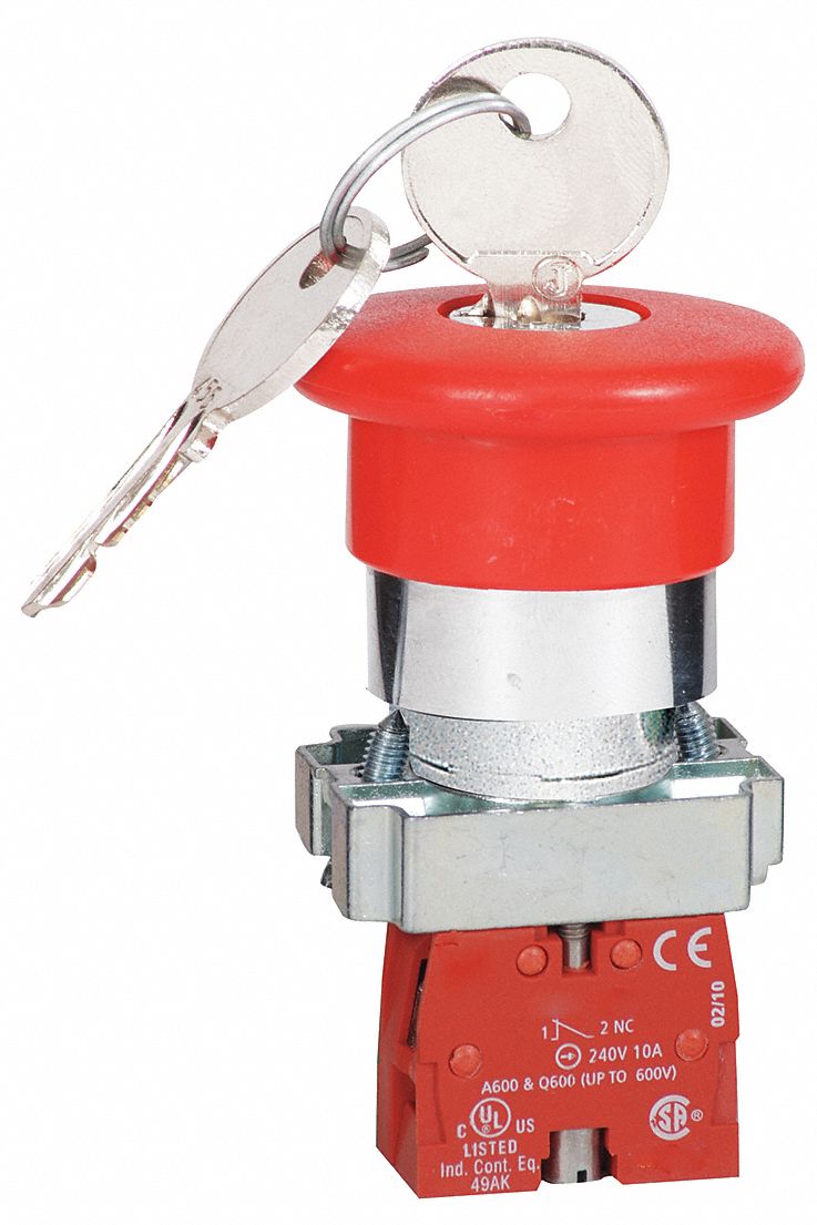 30G257 - Emergency Stop Push Button Chrome Red