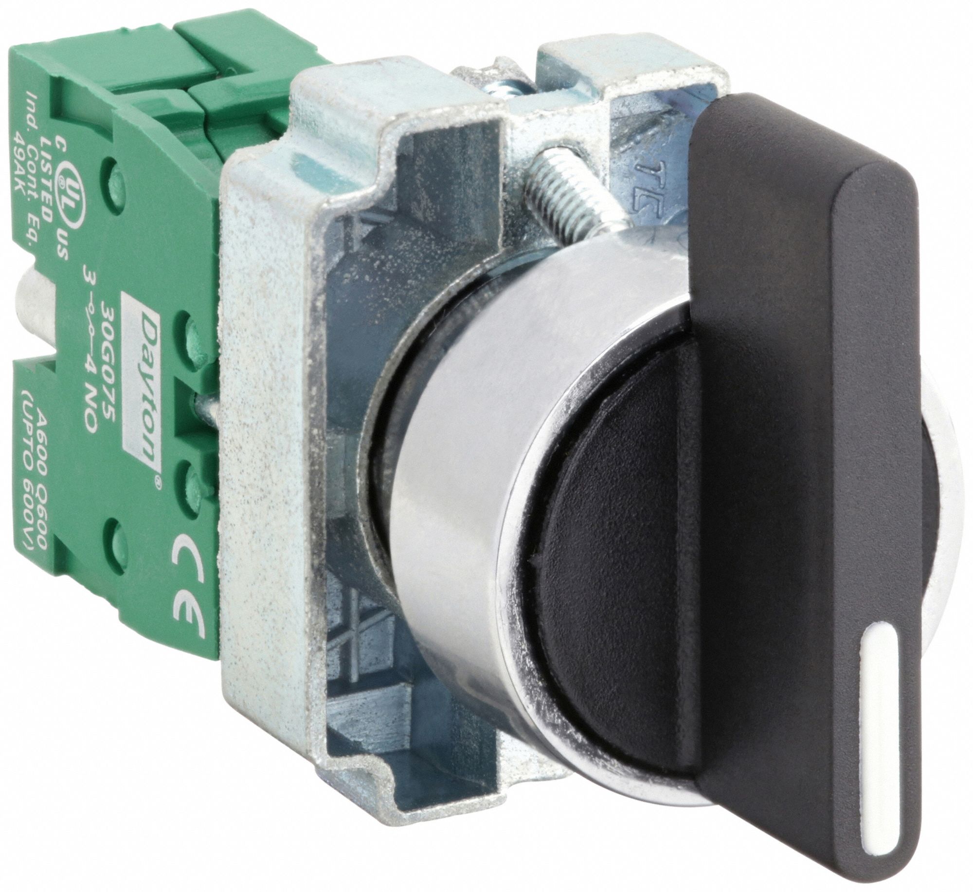 SELECTOR SWITCH, 22 MM PANEL MOUNTING SIZE, 2 POSITIONS, EXTENDED LEVER, 1NO, METALLIC