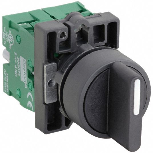 DAYTON Non-Illuminated Selector Switch: 22 mm Size, 3 Position, Maintained  / Maintained / Maintained