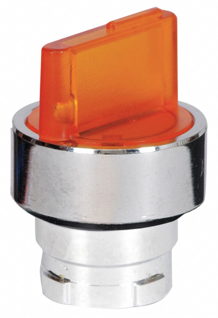 DAYTON Illuminated Selector Switch Operator Yellow, Metal, Maintained