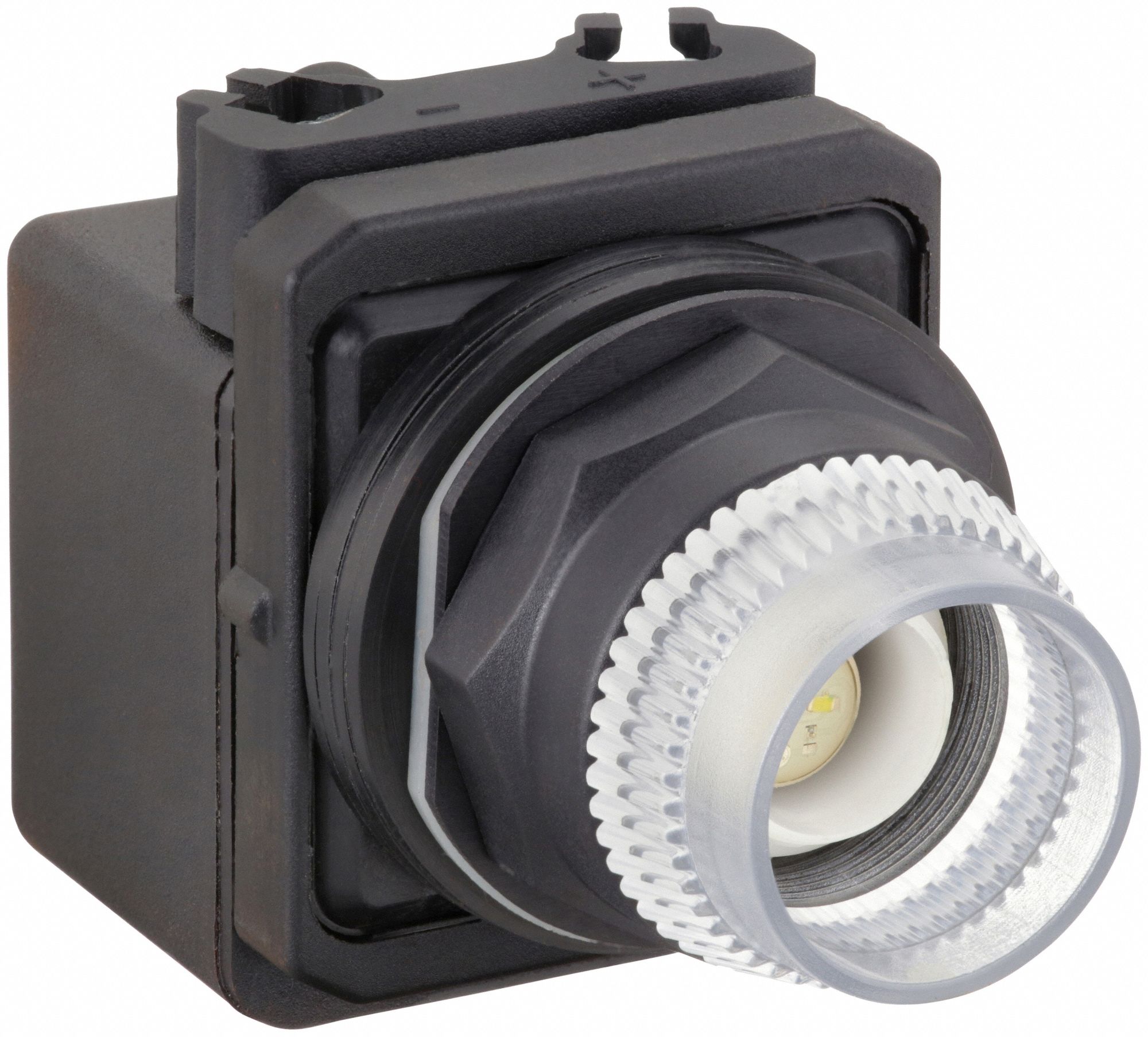 Extended Push Button: Clear, 30 mm Mounting Size, Non-Metallic, Momentary