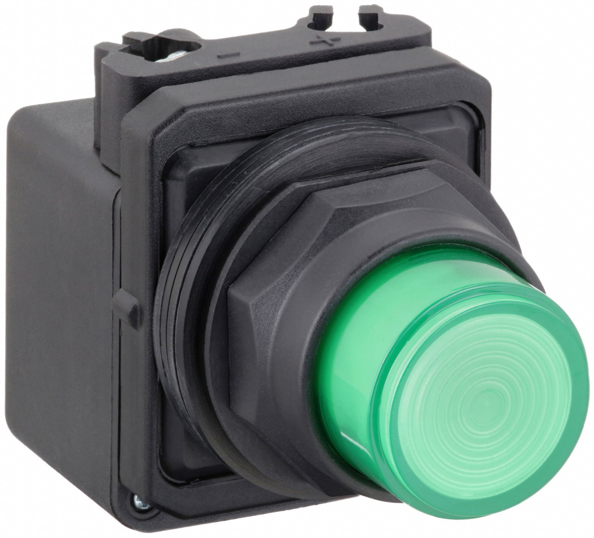 Pilot Light: 30 mm Panel Mounting Size, Green, LED, 120 V AC Max Volt Rating (Supply)