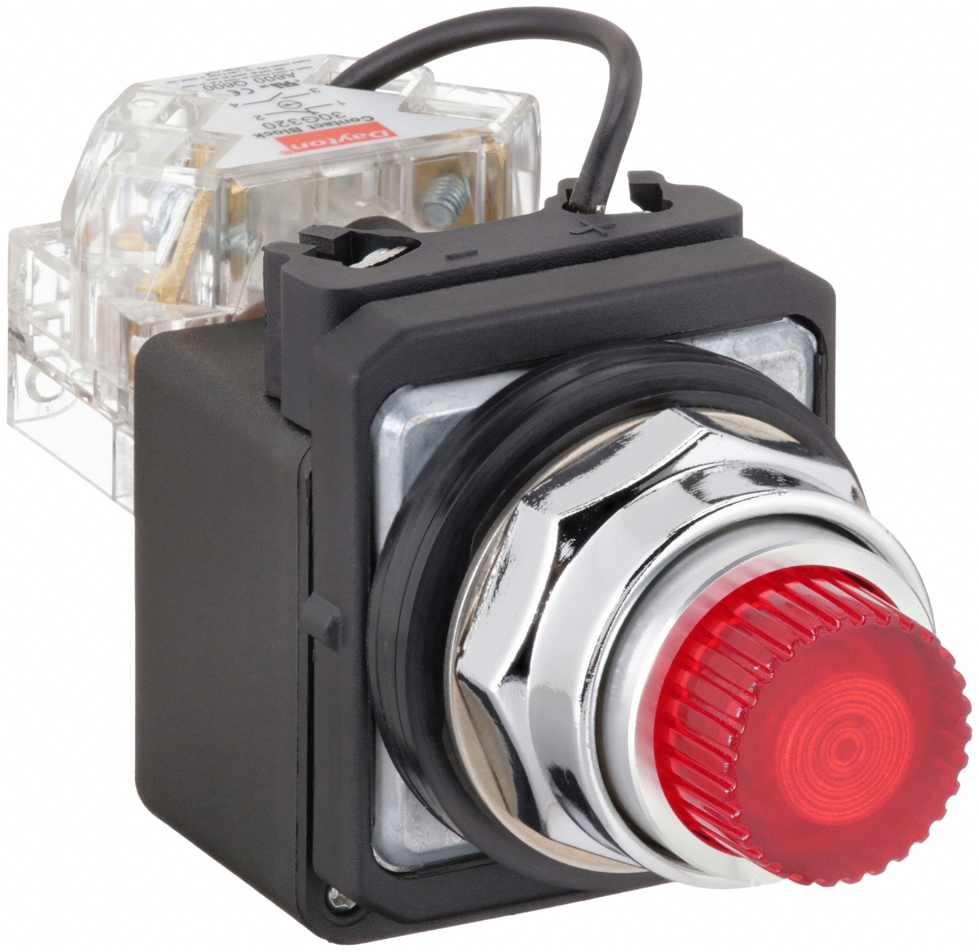 Pilot Light: 30 mm Panel Mounting Size, Red, LED, 24 V AC/DC Max Volt Rating (Supply)