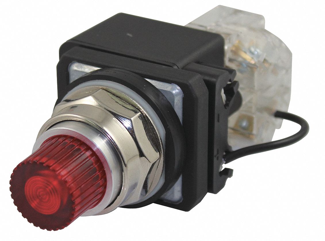 DAYTON Push to Test Pilot Light Complete 30 mm Size, Full Volt, 24V AC