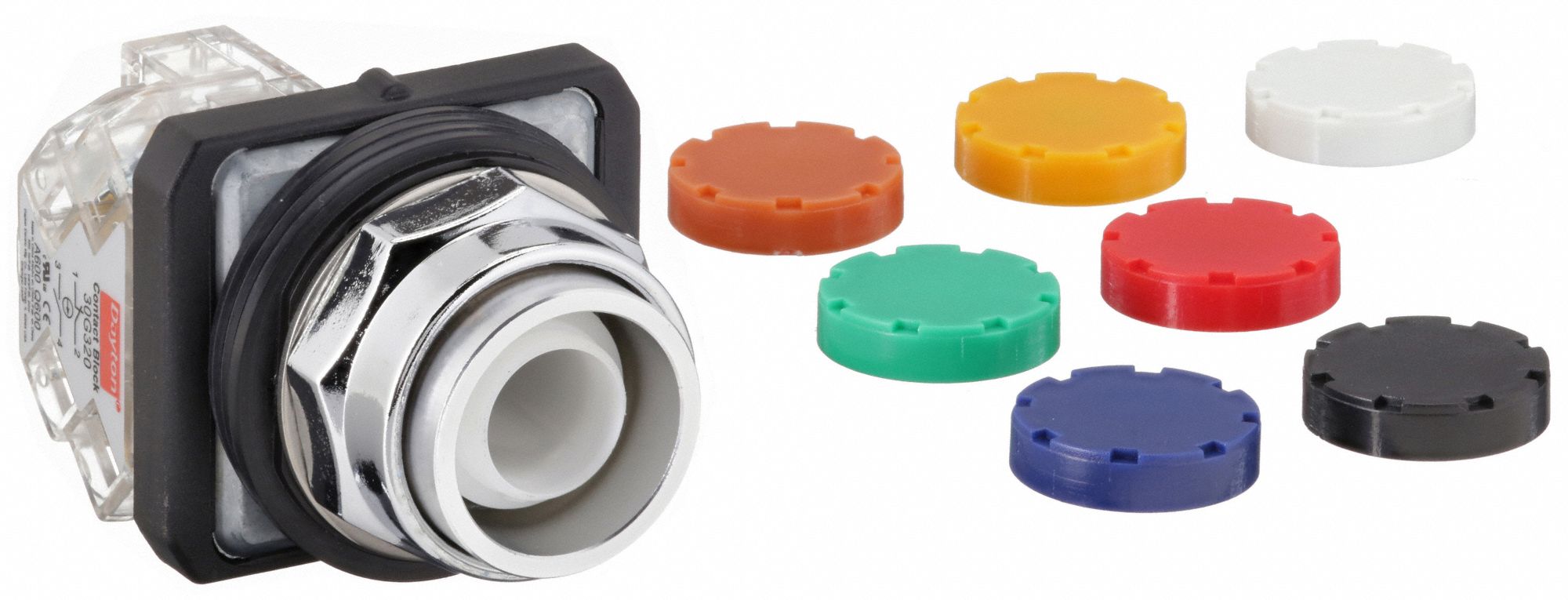 Flush Push Button Operator: Non-Illuminated, Flush Profile, Metallic, 30 mm, 1NO/1NC