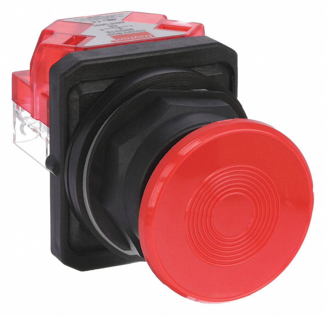 Dayton Non Illuminated Push Button 30 Mm Size Momentary Push Red 1nc 4x413 30g461 