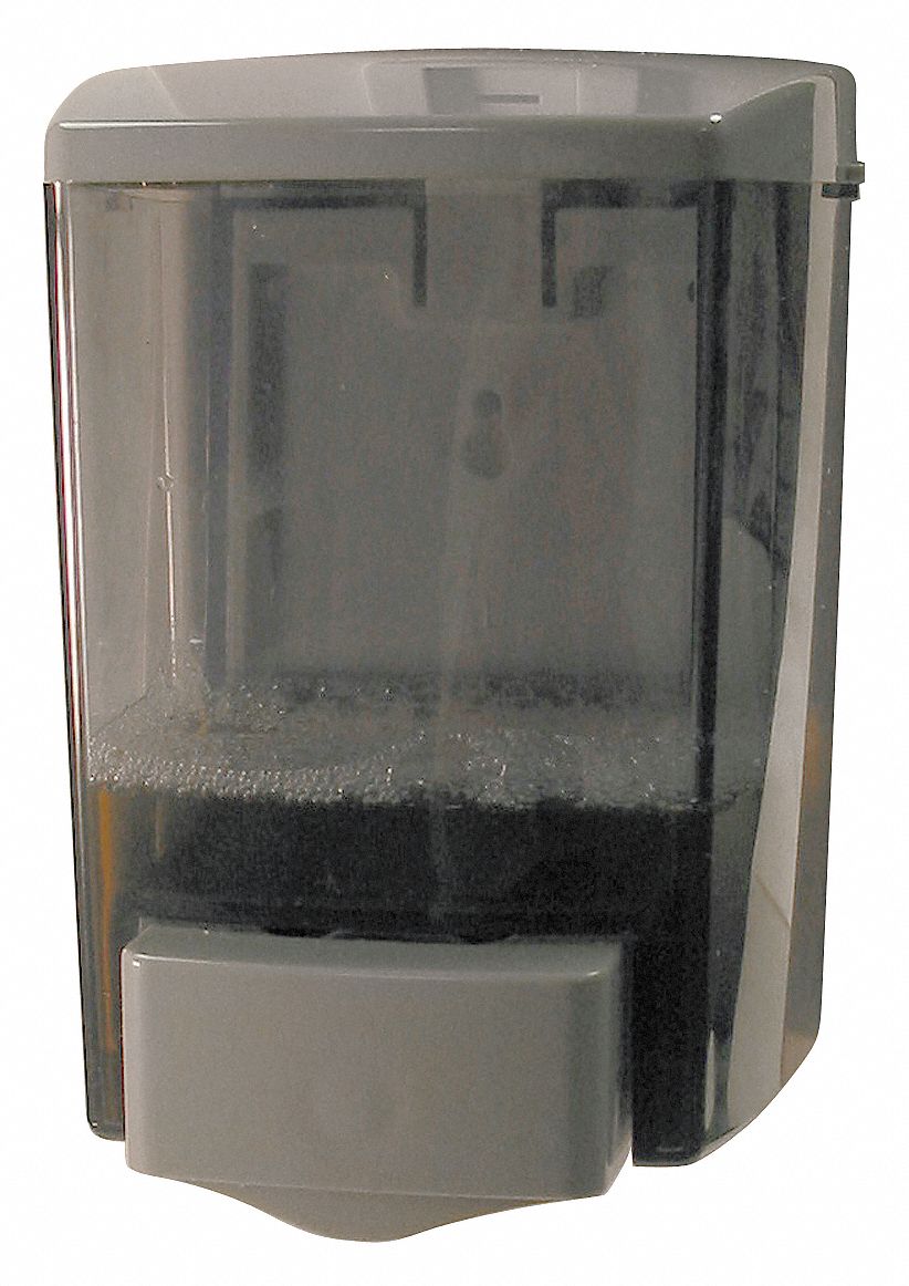 SOAP DISPENSER, MANUAL, 30 OZ REFILL SIZE, FOAM, GREY, PLASTIC, CLEARVU ENCORE