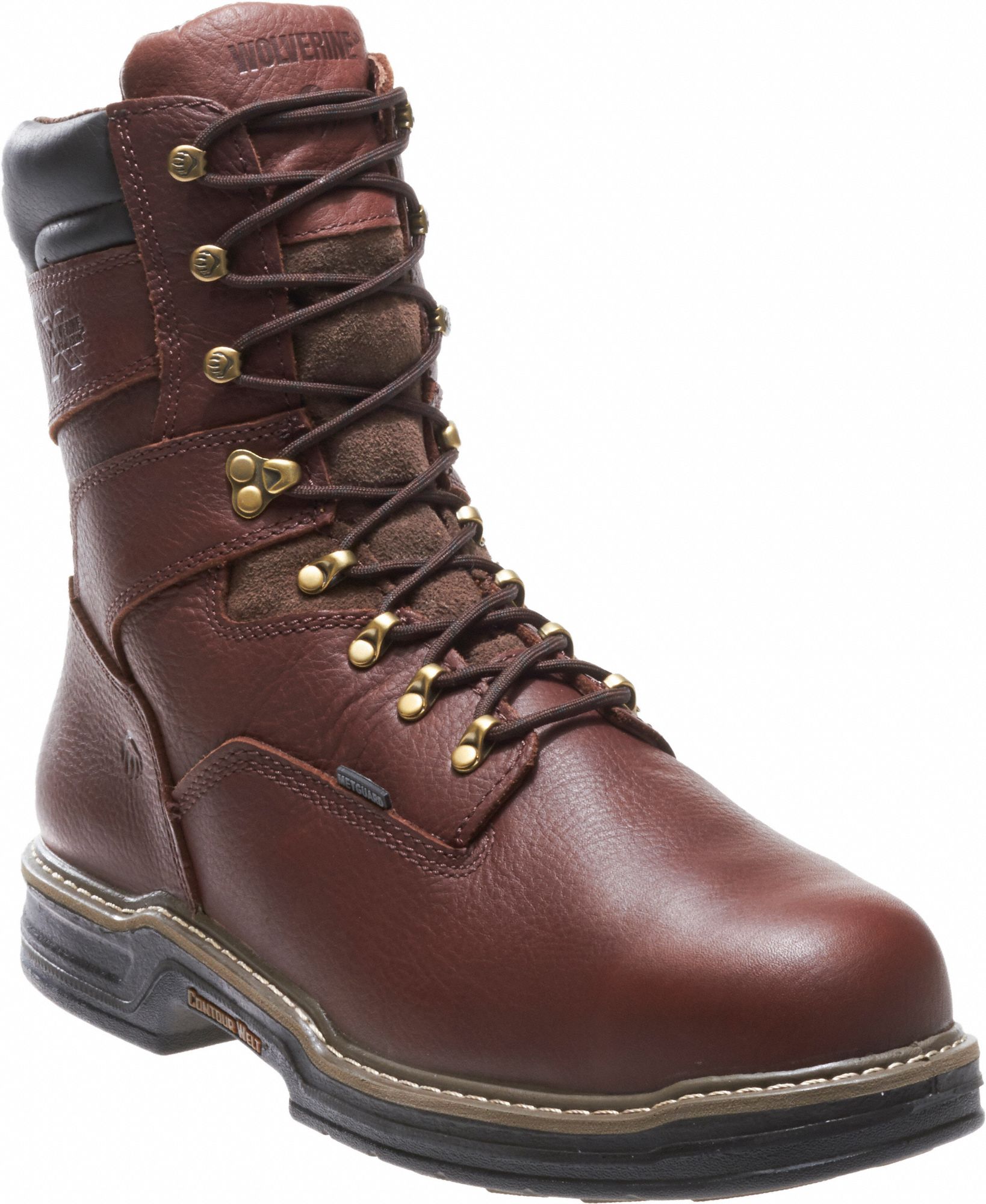 WOLVERINE 8 in Work Boot, 8, EW, Men's, Brown, Steel Toe Type, 1 PR