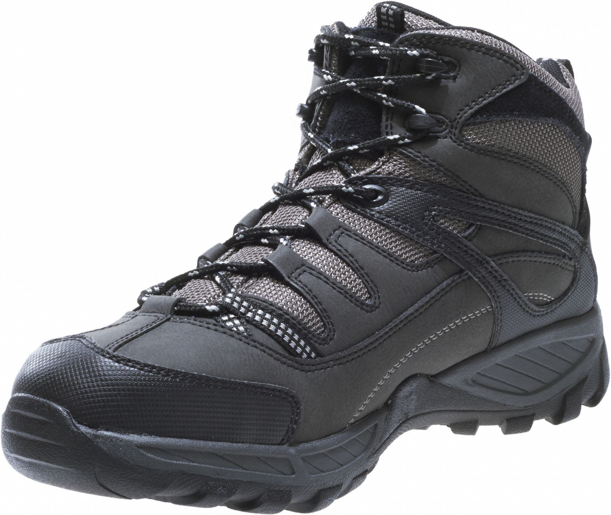 WOLVERINE Hiker Boot, 12, EW, Men's, Black/Gray, Steel Toe Type, 1 PR