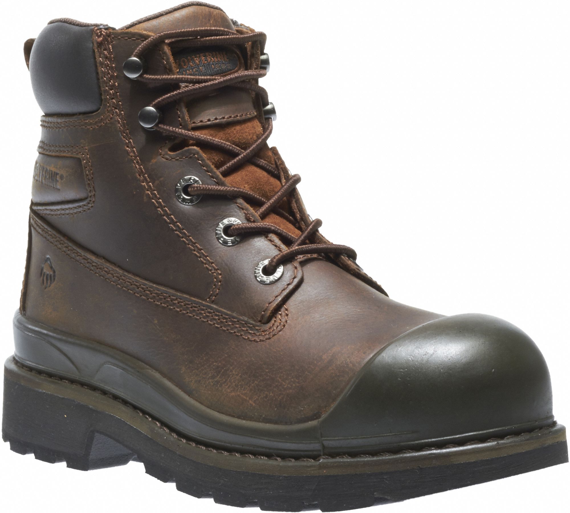 WOLVERINE 6 in Work Boot, 81/2, EW, Men's, Brown, Steel Toe Type, 1 PR