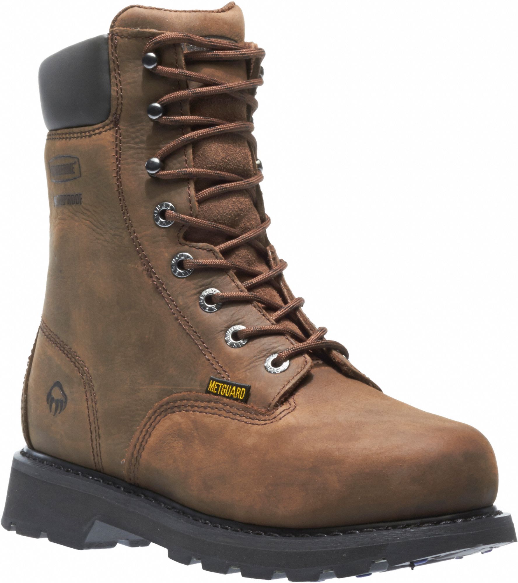WOLVERINE 8 in Work Boot, 10 1/2, M, Men's, Brown, Steel Toe Type, 1 PR
