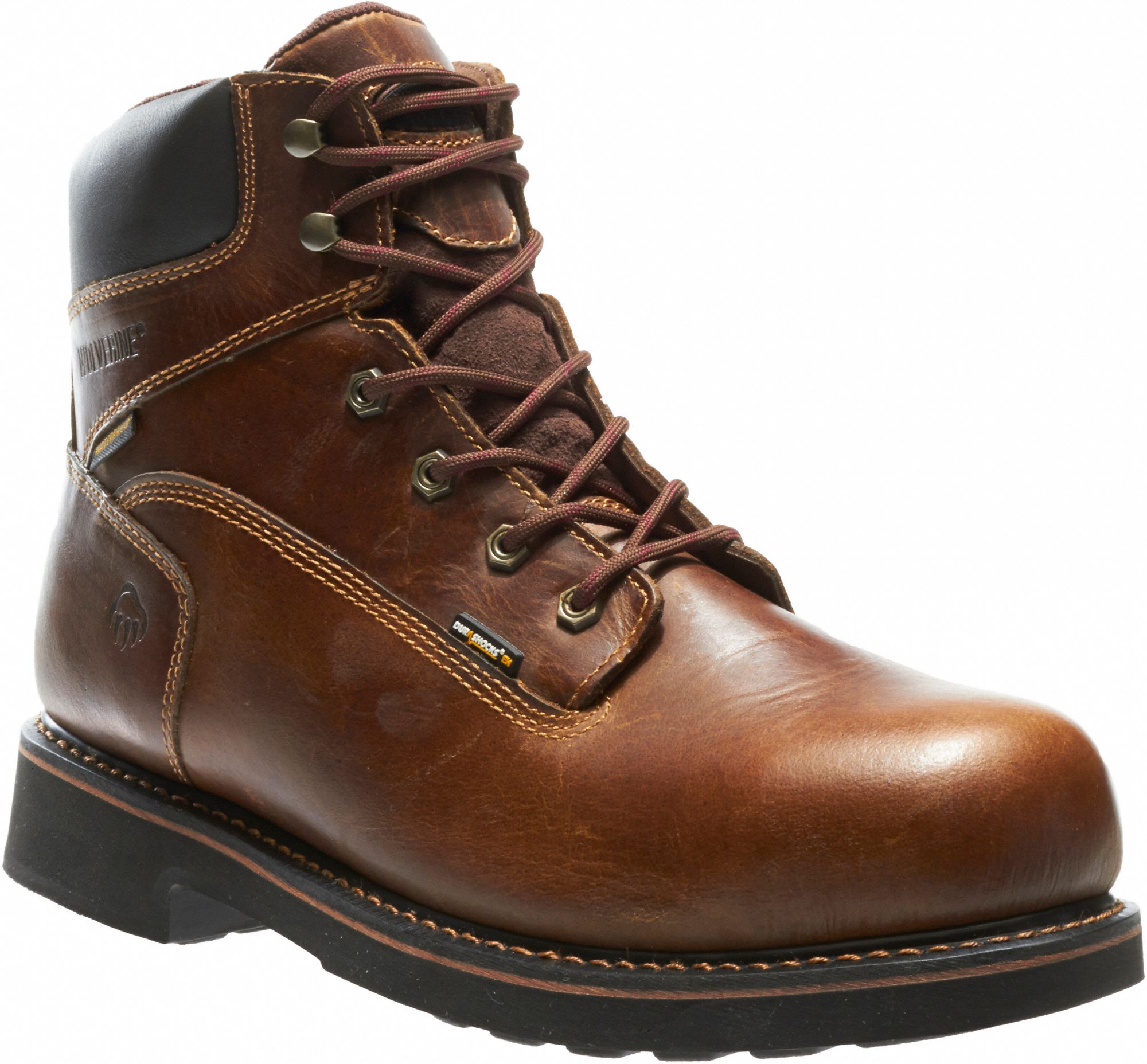 WOLVERINE 6 in Work Boot, 9 1/2, EW, Men's, Brown, Steel Toe Type, 1 PR