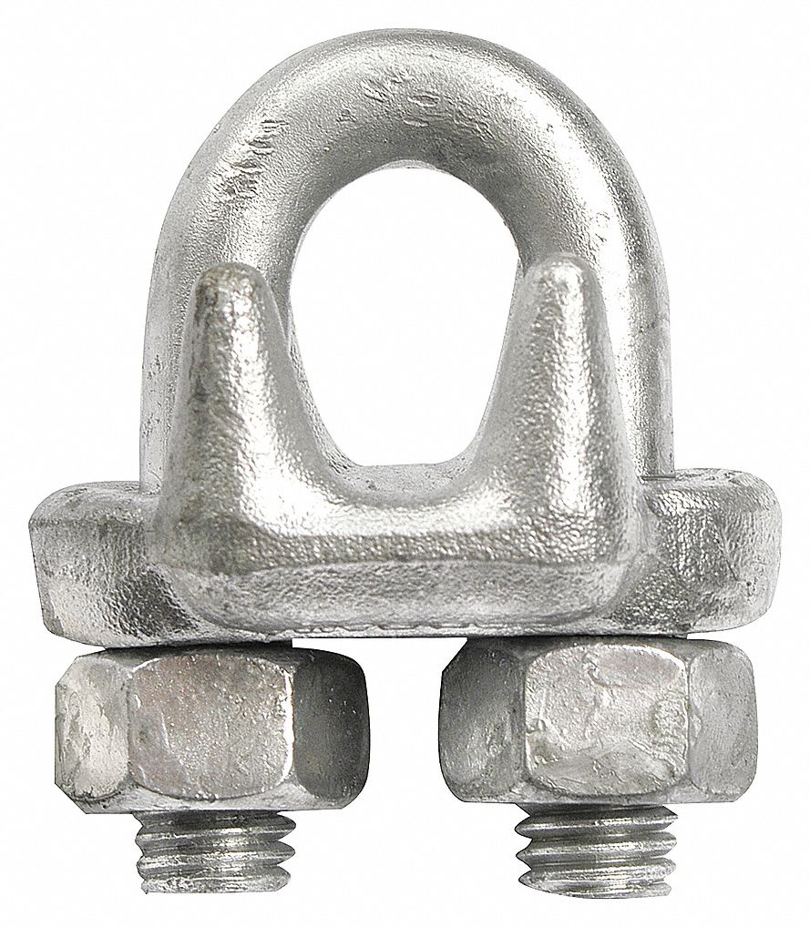CHICAGO HARDWARE DROP FORGED WIRE ROPE CLIP, 1/8 IN DIA, 4 1/2 FT-LB, 3 1/4  IN TURN, GALVANIZED CARBON STEEL - Wire Rope Clips - CHI234603