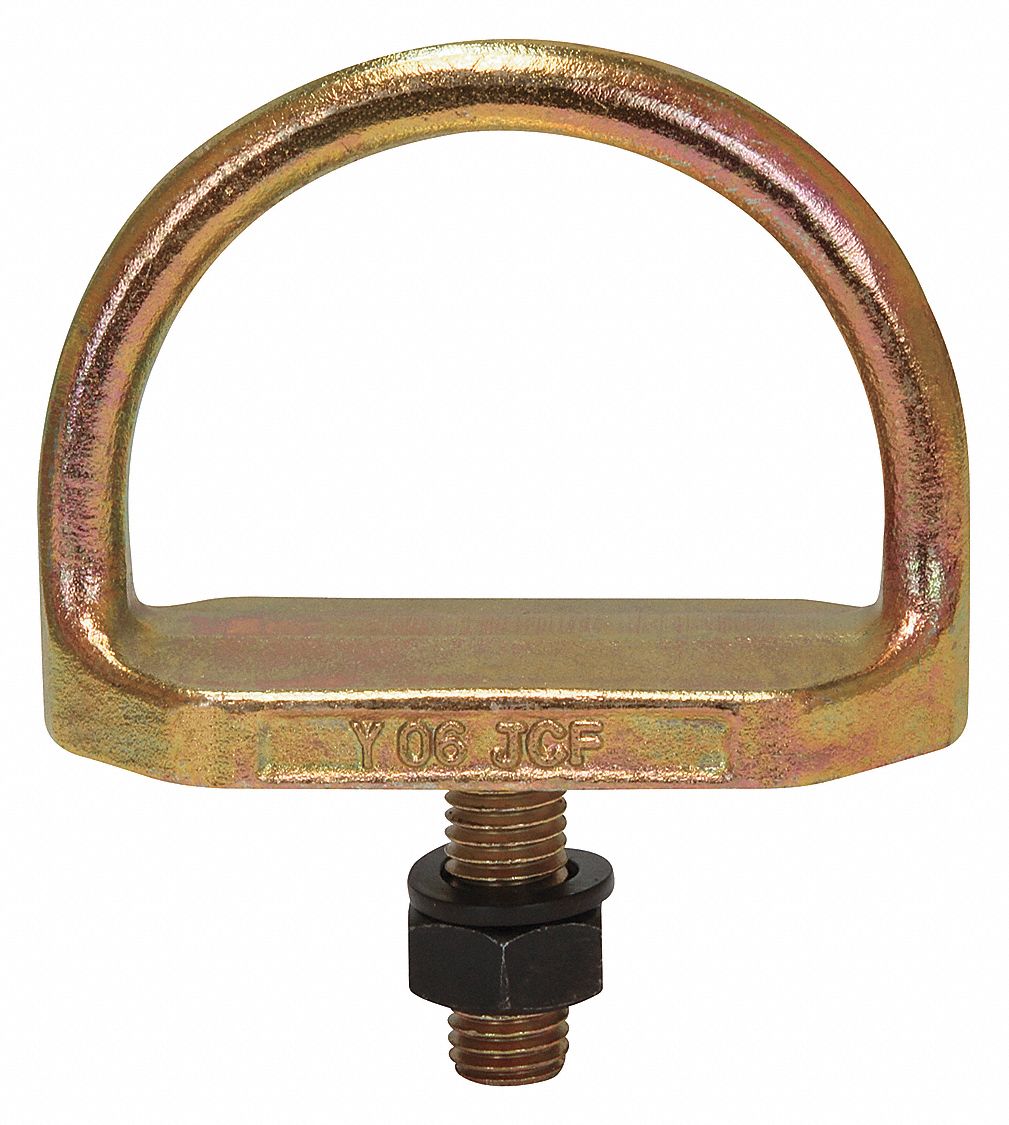 D-RING BOLT ANCHOR, CARABINER, 2¼ IN D, 4 IN L, STEEL, HORIZONTAL/VERTICAL, 425 LB CAP