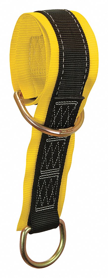 Anchor Sling: 8 ft Overall Lg, Steel, Polyester, D-Ring, Wear Pad, Reusable, (2) D-Ring