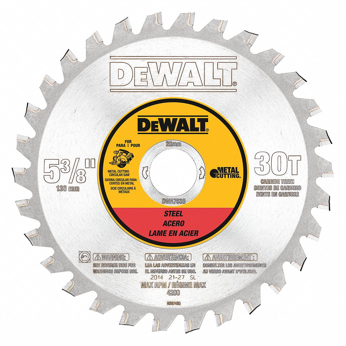 Circular Saw Blade: 5 3/8 in Blade Dia., 30 Teeth, 0.06 in Cut Wd, 13/16 in Arbor Size