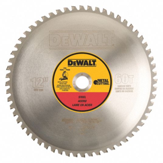 DEWALT Circular Saw Blade 12 in Blade Dia. 60 Teeth 0.091 in Cut Wd 1 in Arbor Size Solid Stock