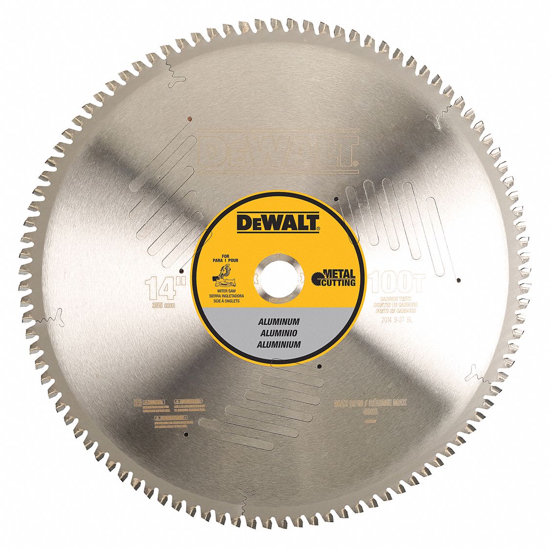 DEWALT Circular Saw Blade: 14 in Blade Dia., 100 Teeth, 0.126 in Cut Wd, 1  in Arbor Size