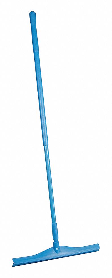 FLOOR SQUEEGEE, SINGLE-BLADE, INCLUDES HANDLE, THREADED, EUROPEAN THREAD, 20 IN BLADE W, BLUE