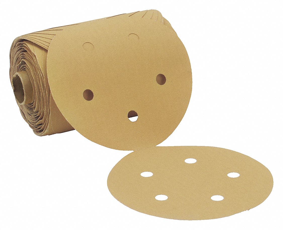 3M Sanding Disc Roll Coated, 5 Hole, 220 Abrasive Grit, Fine, Aluminum