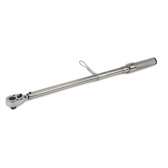 CDI Micrometer Torque Wrench: Foot-Pound/Newton-Meter, 1/2 in Drive Size,  30 ft-lb to 250 ft-lb, Std