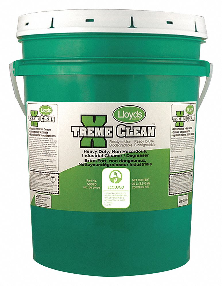 CLEANER/DEGREASER, HEAVY-DUTY, CONCENTRATED, LIQUID, BIODEGRADABLE, NON-HAZARDOUS, CLEAR YLW, 20 L