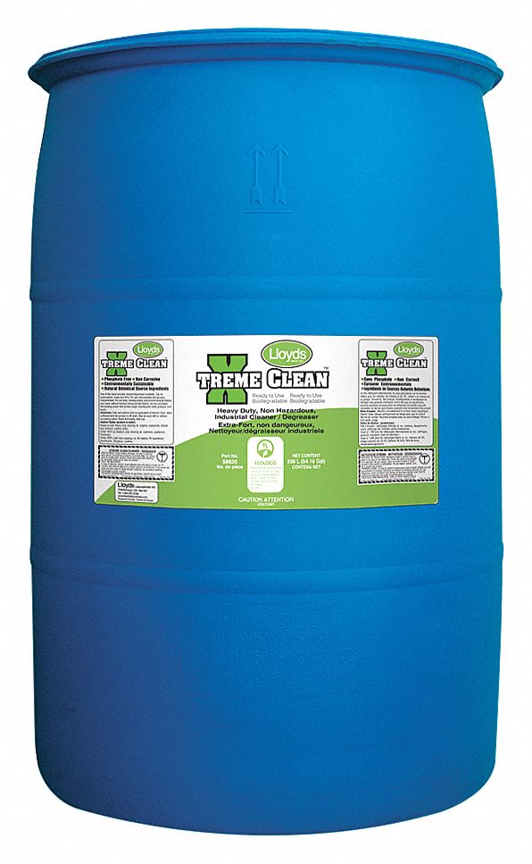 CLEANER/DEGREASER, HEAVY-DUTY, CONCENTRATED, LIQUID, BIODEGRADABLE, NON-HAZARDOUS, CLEAR YLW, 205 L