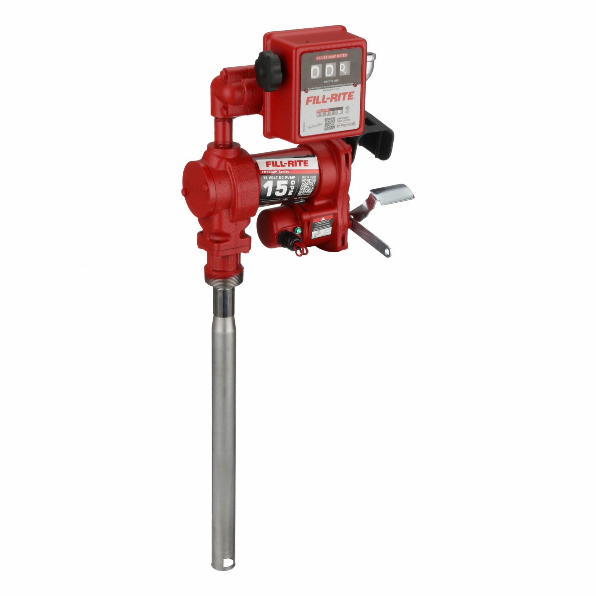 Electric Drum Pump: 12 V DC, 1/4 hp HP, 15 gpm Max. Flow Rate, Cast Iron, Bung, Manual