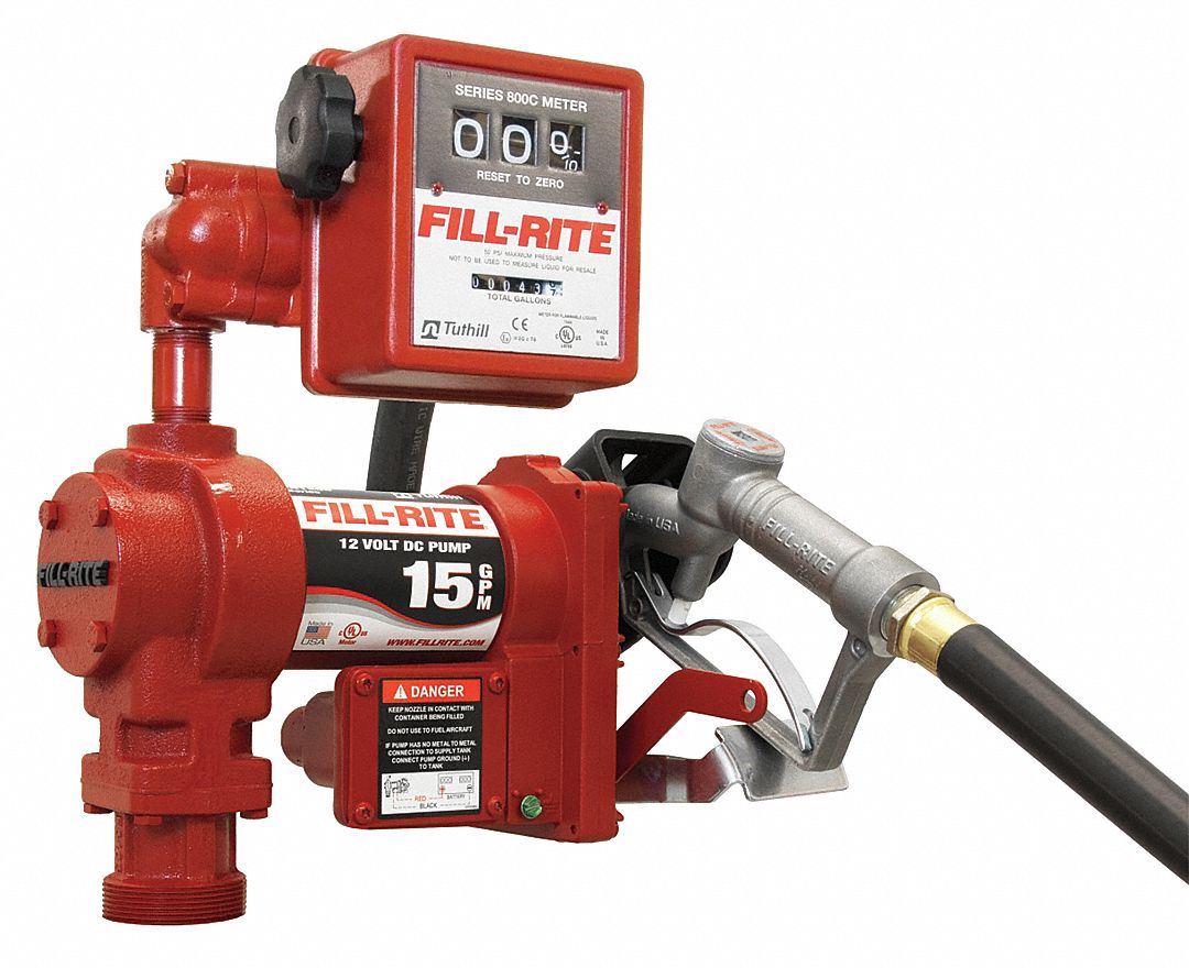 FILLRITE 1/4 HP Cast Iron Rotary Vane Fuel Transfer Pump, 15 GPM, 12V