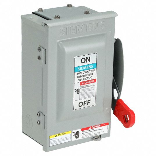 SIEMENS, Non-Fusible, 30 A, Solar Safety Disconnect Switch - 30J360 ...