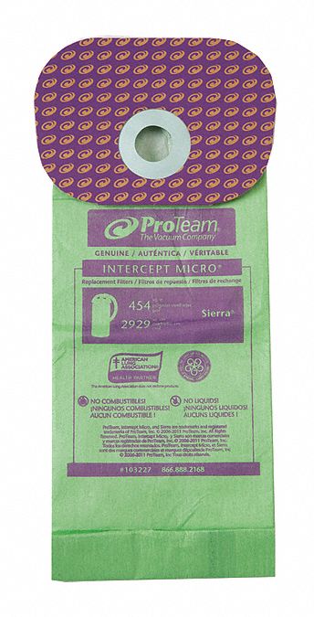 Vacuum Bag: ProTeam, 103242/103278, Dry, Paper, 2-Ply, Std, 103227