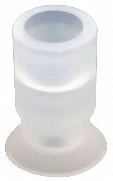 Vacuum Pad: Flat, w/o Adapter, 8 mm Pad Dia, Food Grade Silicone Rubber, White, 12 mm Pad Ht