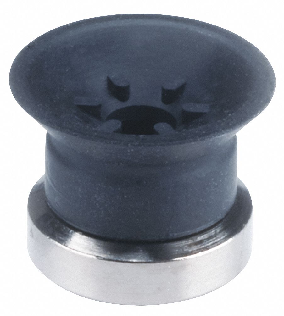 Vacuum Pad: Flat with Ribs, w/o Adapter, 13 mm Pad Dia, Food Grade Silicone Rubber, White