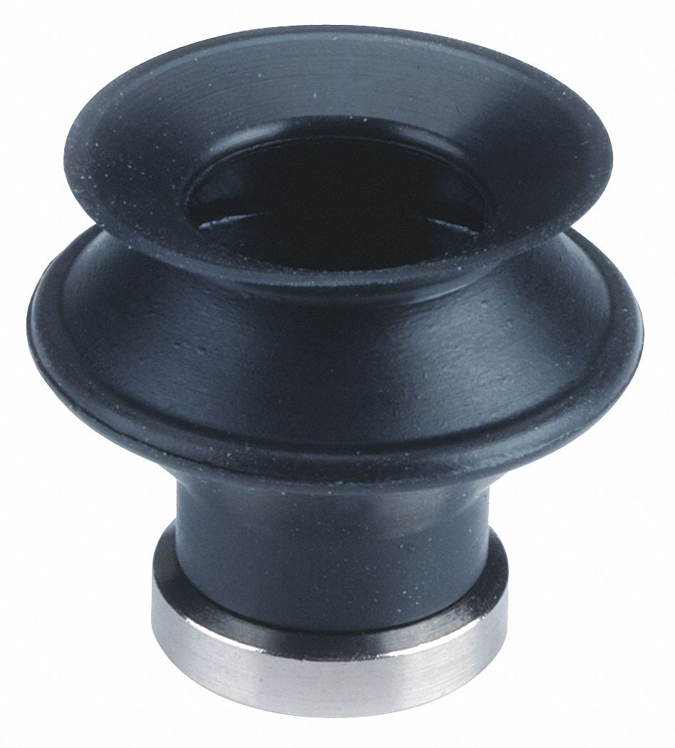 Vacuum Pad: Bellows, w/o Adapter, 20 mm Pad Dia, Fluoro Rubber, Black with Green Mark, 60A