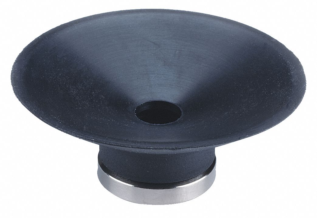 Vacuum Pad: Flat, w/o Adapter, 40 mm Pad Dia, Fluoro Rubber, Black with Green Mark, 60A