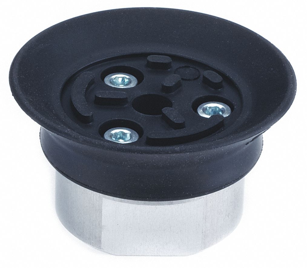 Vacuum Pad Assembly: Flat, M16x1.50, 125 mm Pad Dia, NBR, Black, 50A, 34 mm Pad Ht